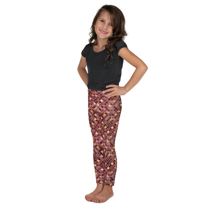 Kid's Leggings- Mermaid Red and Gold