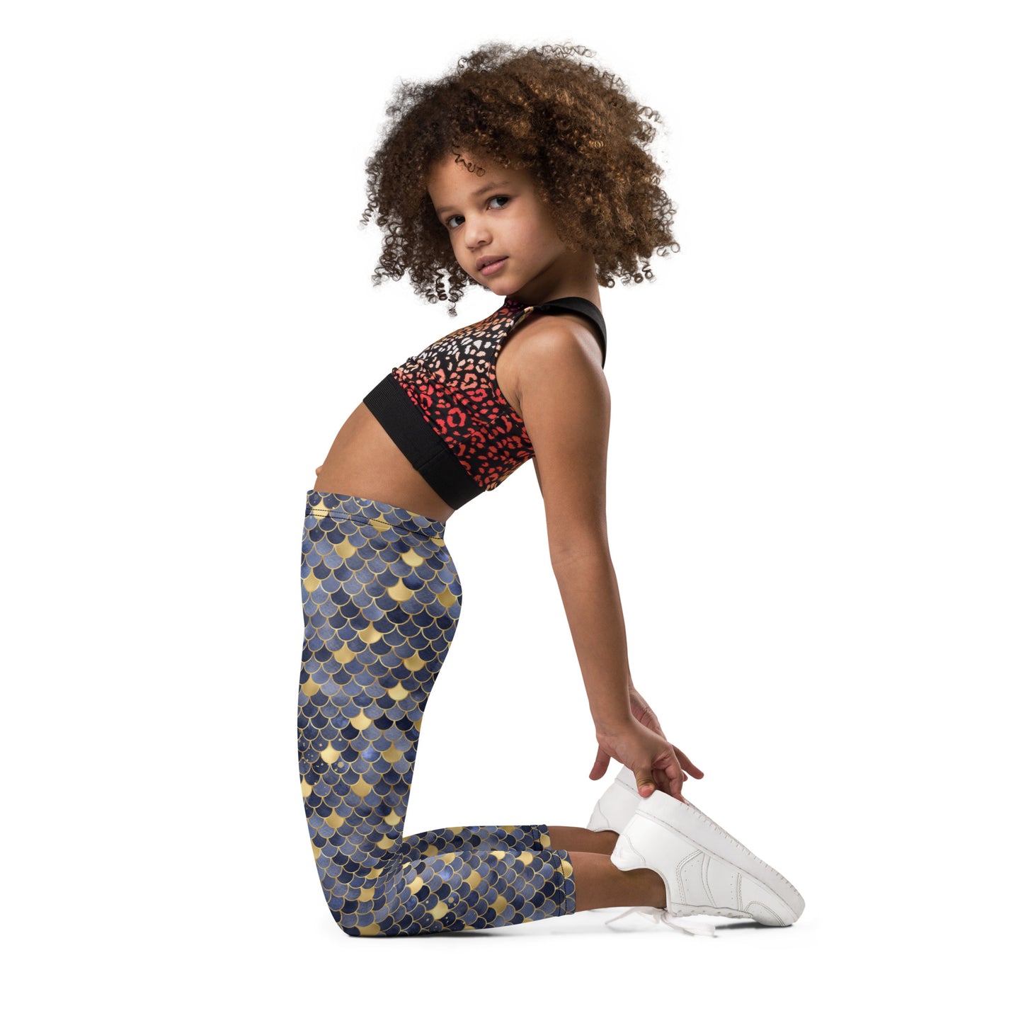 Kid's Leggings- Mermaid Blue and Gold