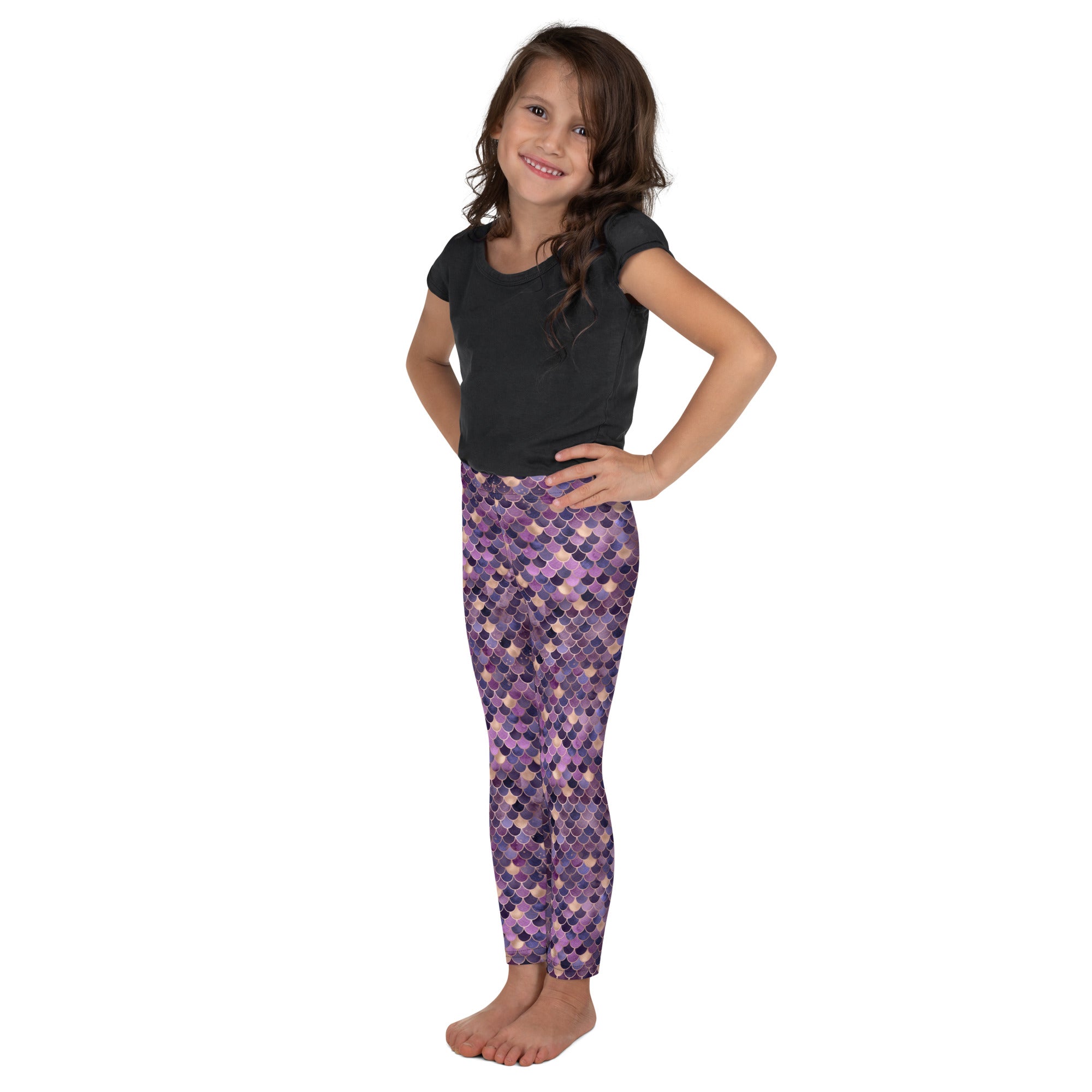 Kid's Leggings- Mermaid Purple and Gold