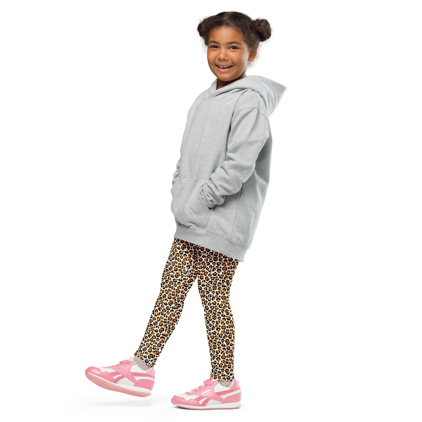 Kid's Leggings- Leopard Orange and White