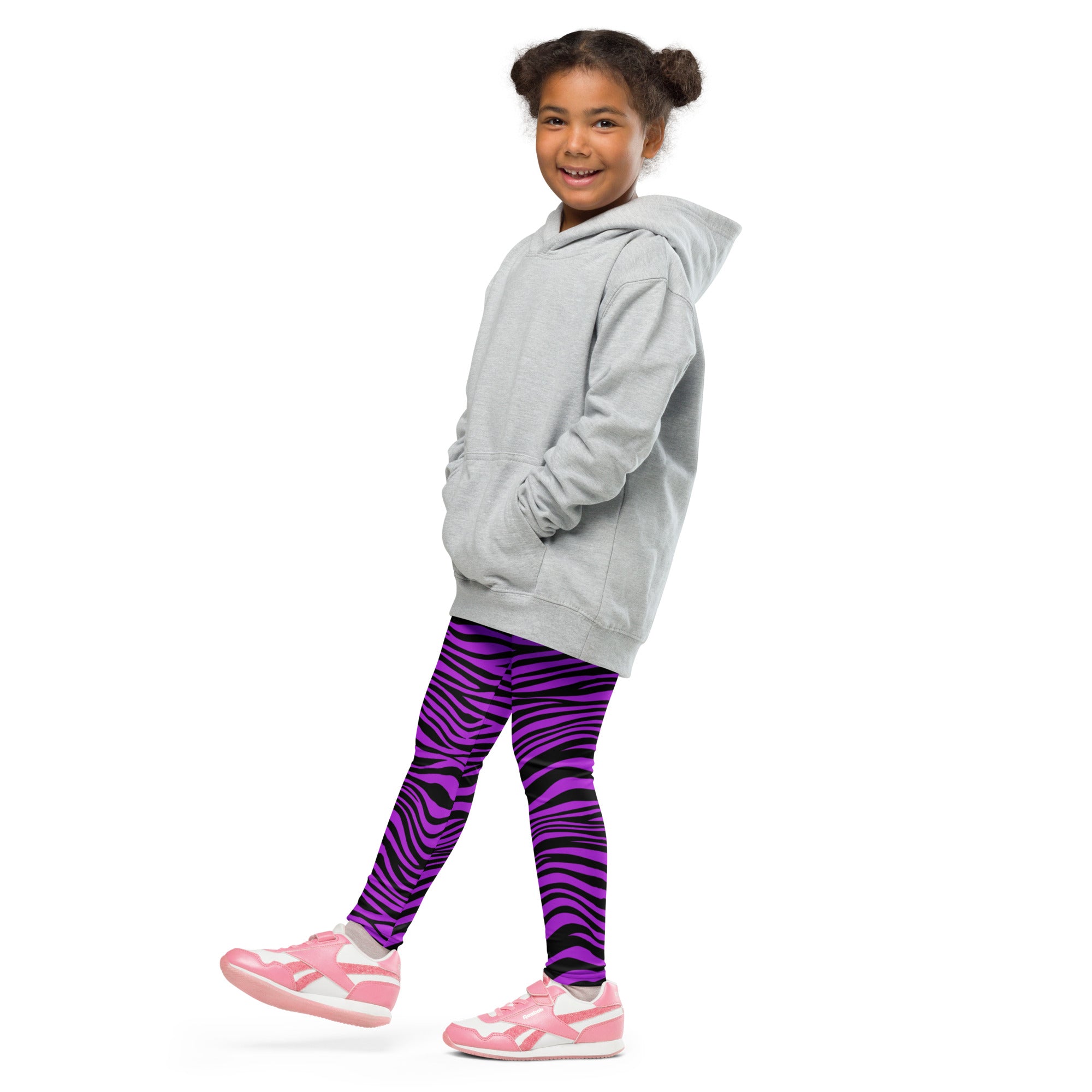 Kid's Leggings- Zebra Black and Purple