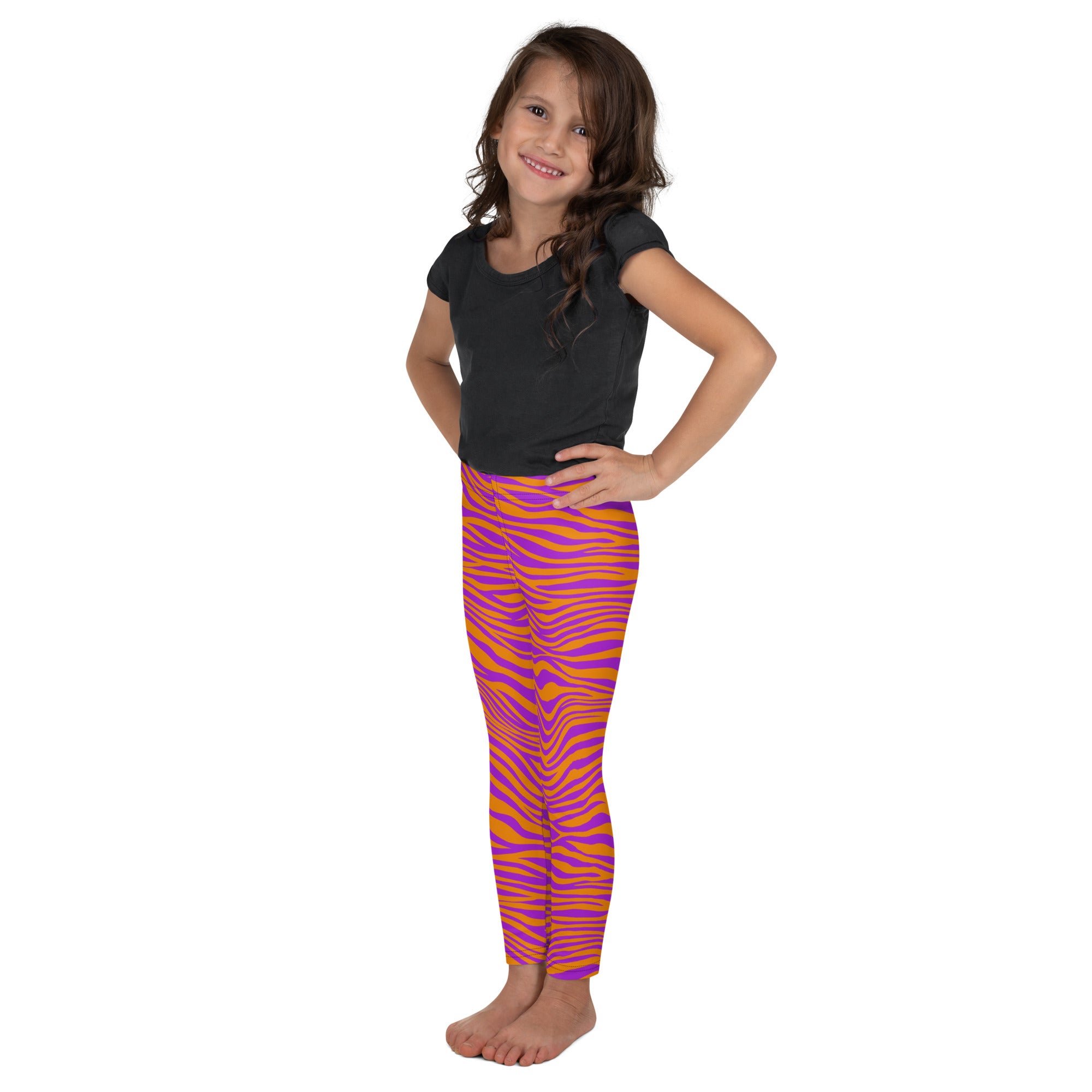 Kid's Leggings- Leopard Purple and Orange