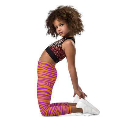 Kid's Leggings- Leopard Purple and Orange