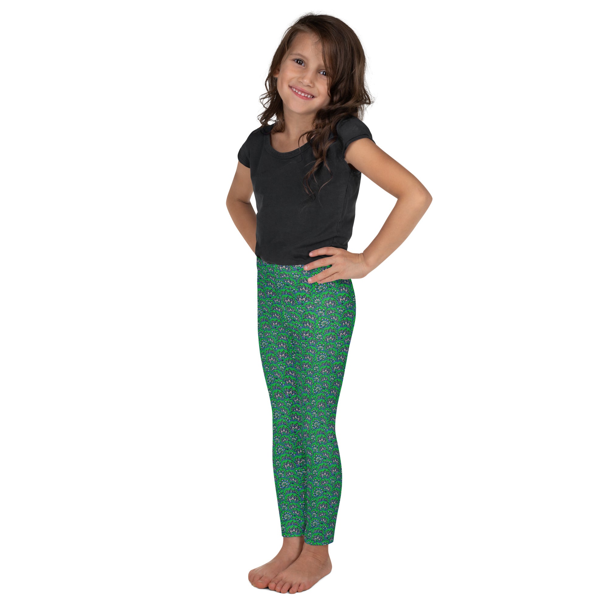 Kid's Leggings- Lotus Green