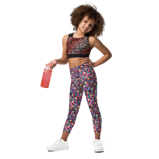 Kid's Leggings- Mermaid Pink and Gold