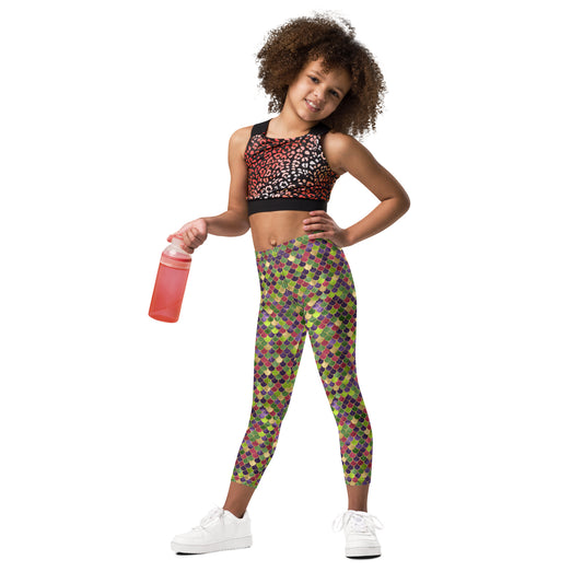 Kid's Leggings- Mermaid Green and Gold
