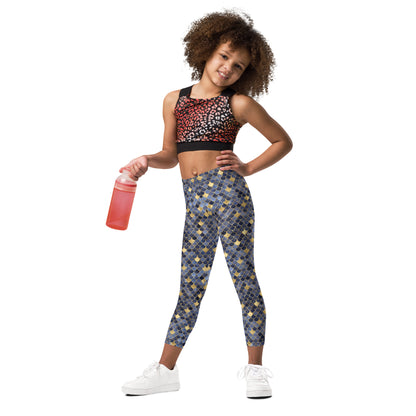 Kid's Leggings- Mermaid Blue and Gold