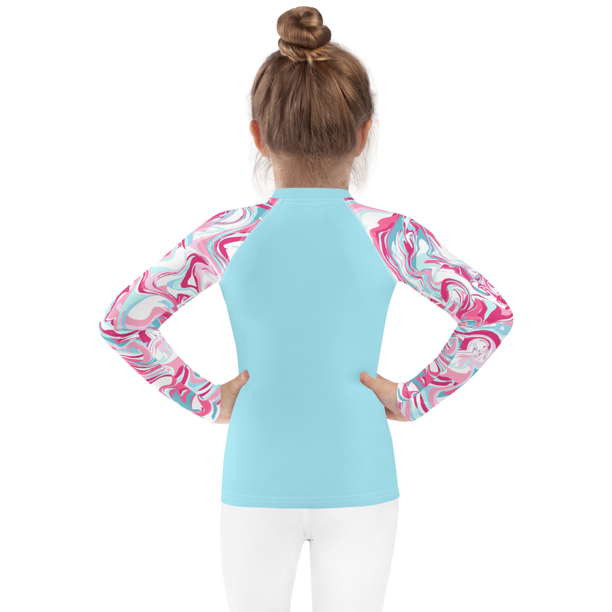 Kids Rash Guard- Pink Marble