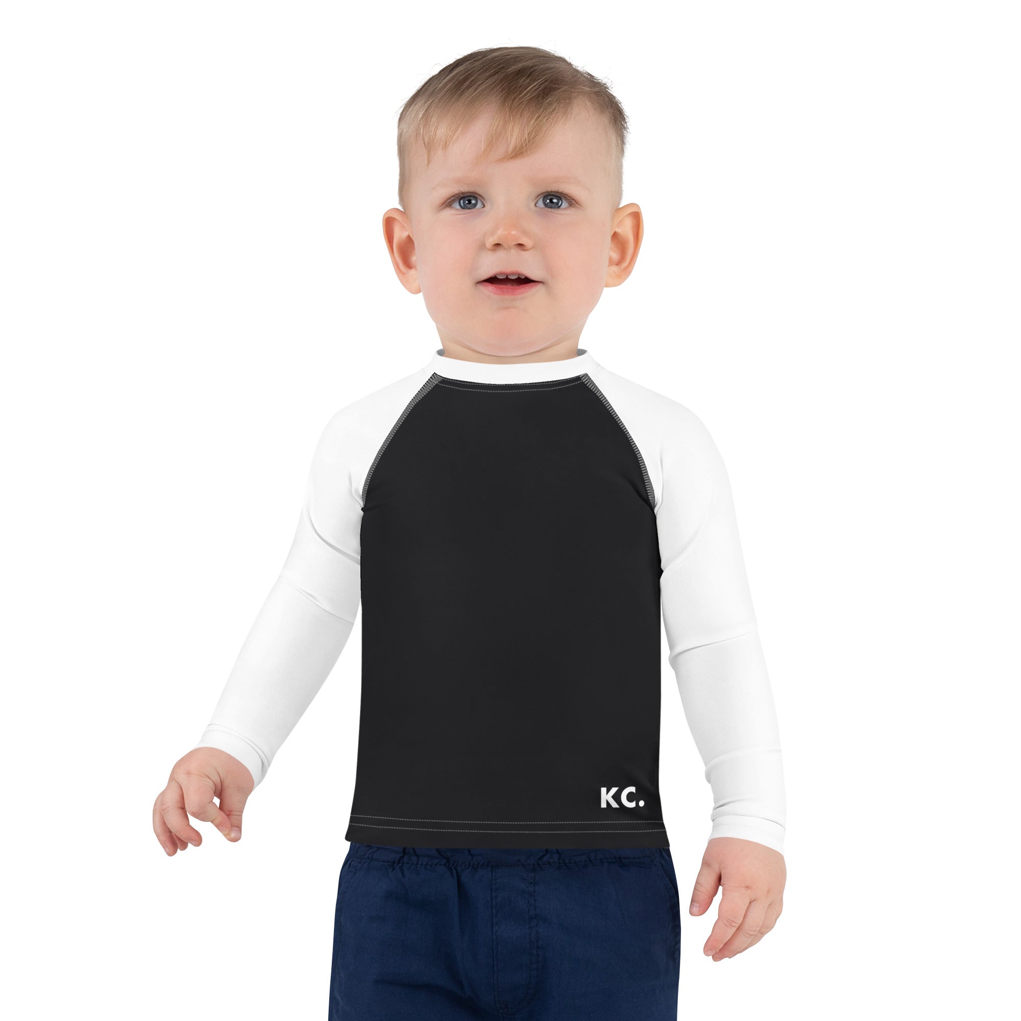 Kids Rash Guard- Black And White