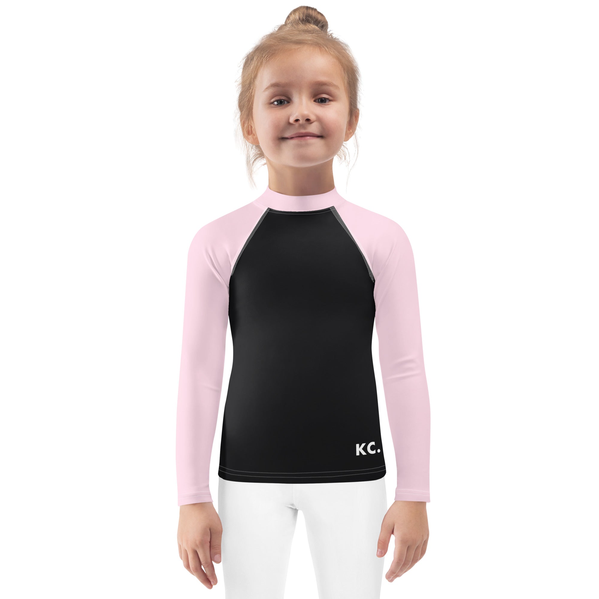 Kids Rash Guard- Pink And Black