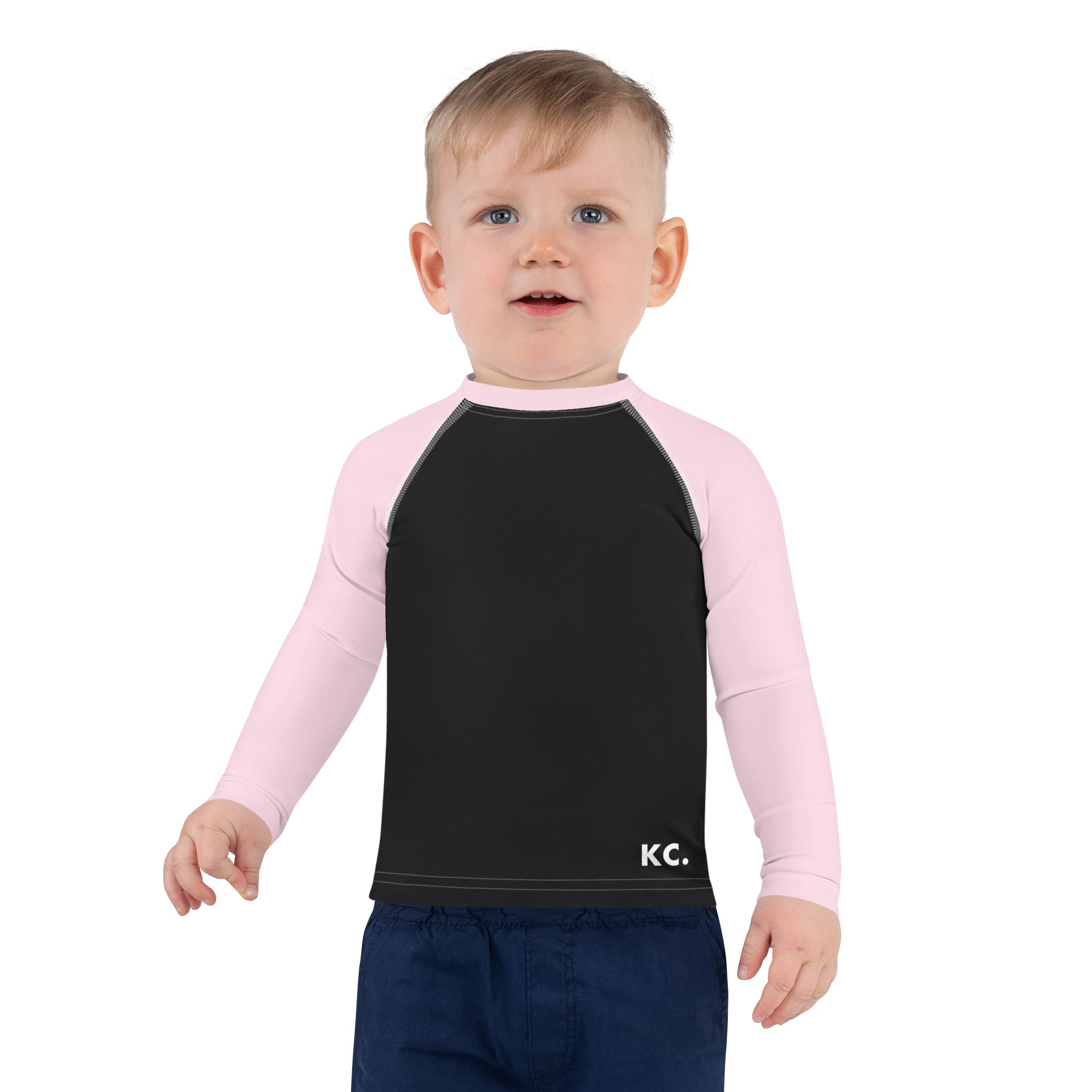 Kids Rash Guard- Pink And Black