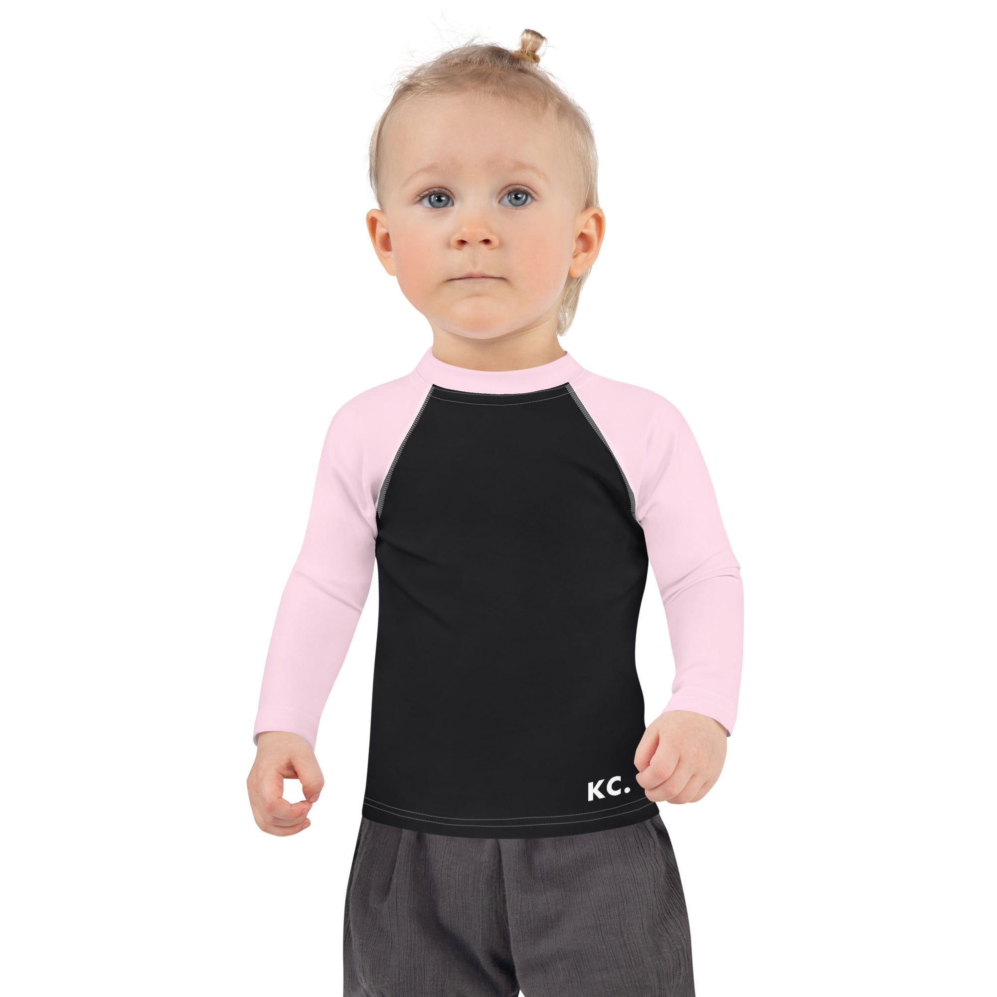 Kids Rash Guard- Pink And Black