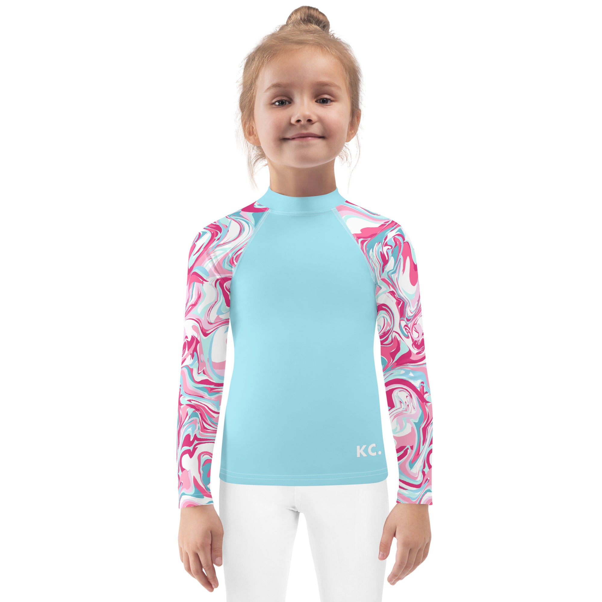 Kids Rash Guard- Pink Marble