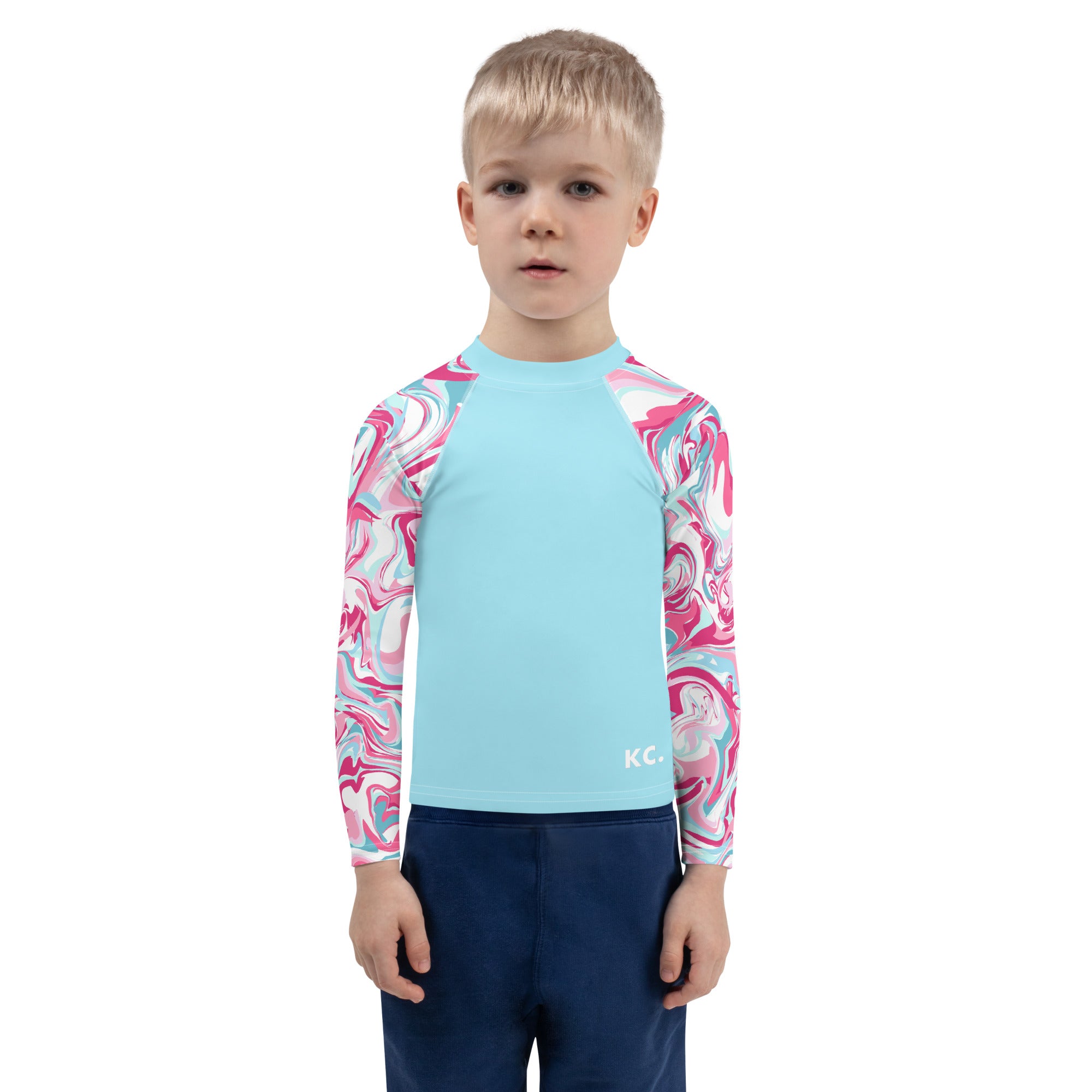 Kids Rash Guard- Pink Marble