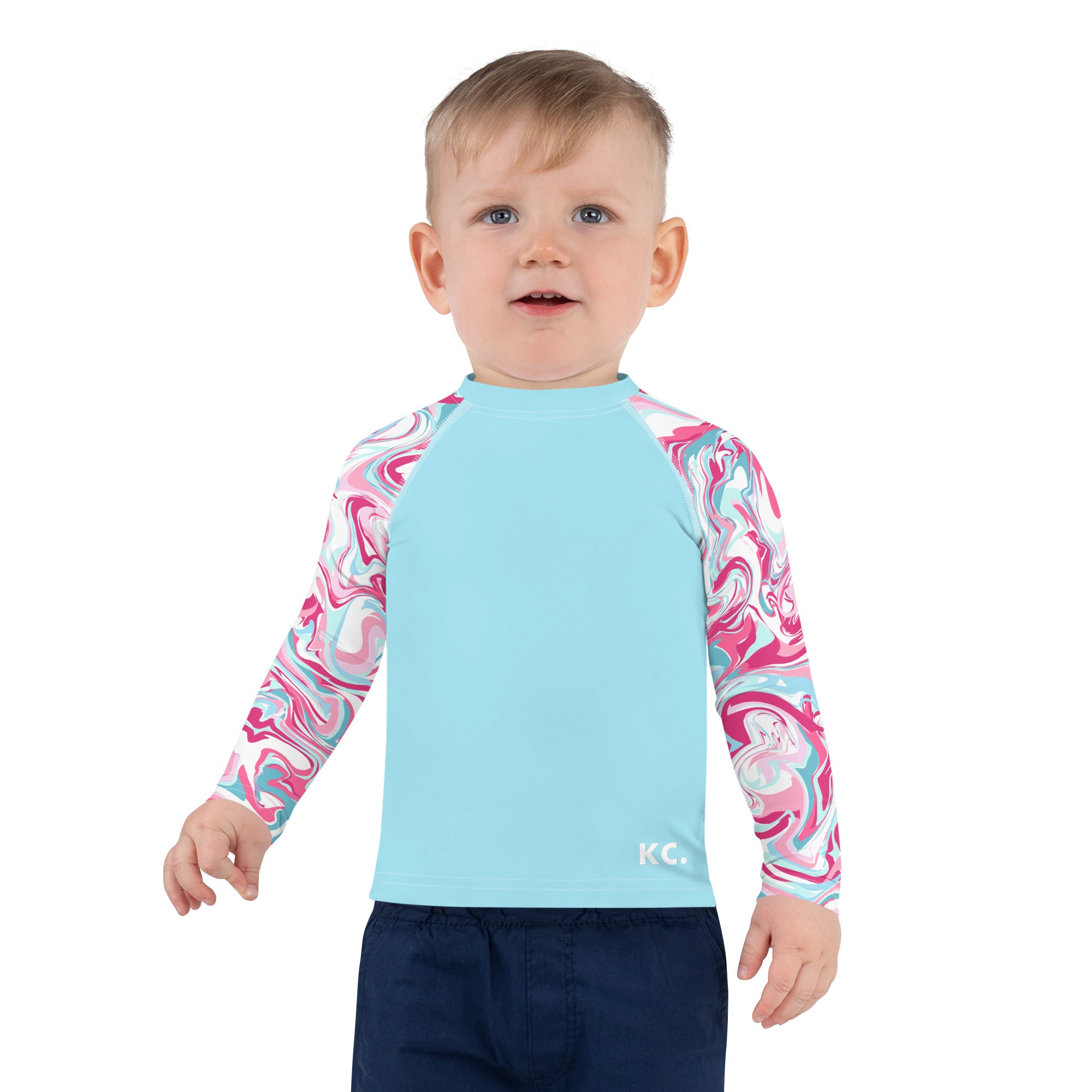 Kids Rash Guard- Pink Marble