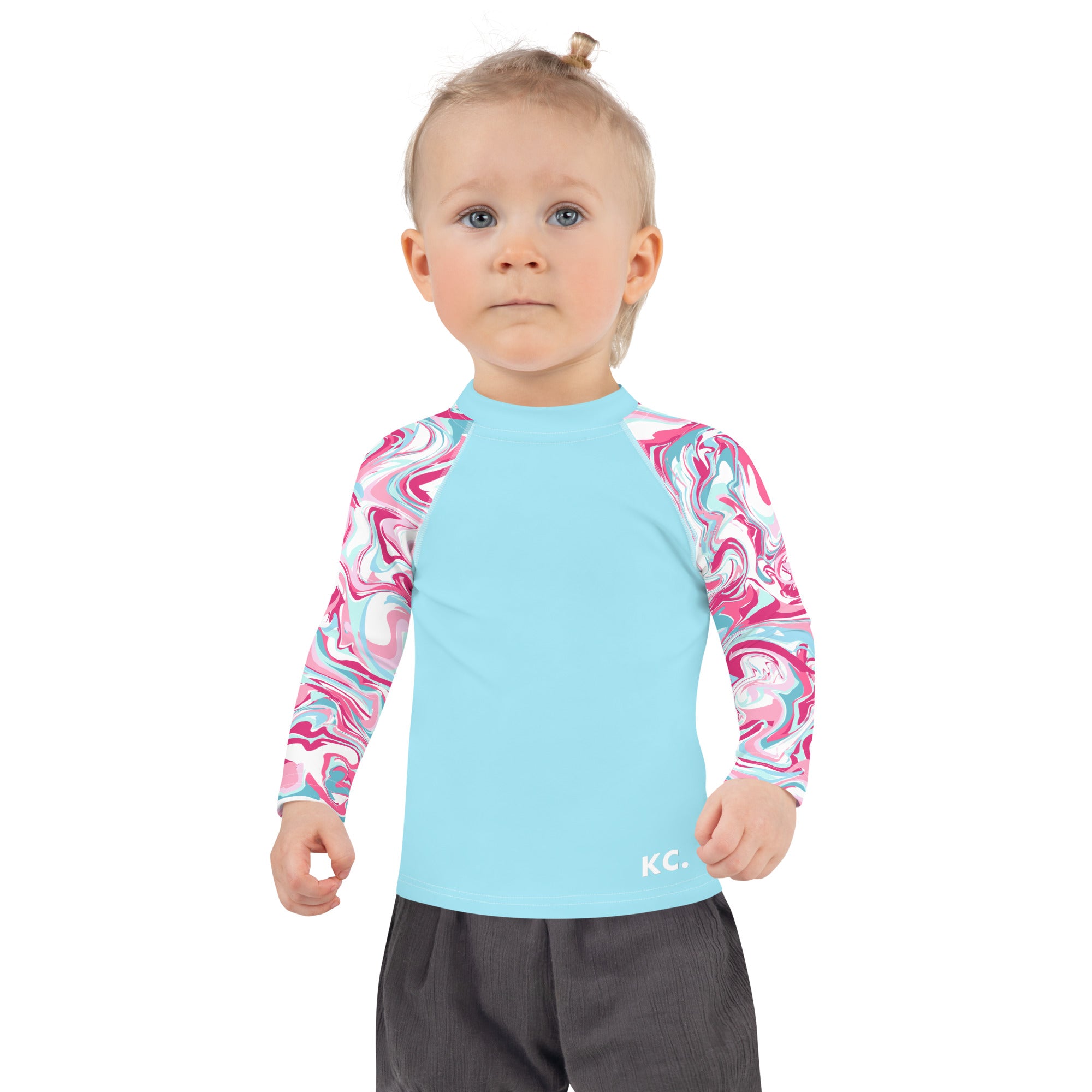 Kids Rash Guard- Pink Marble