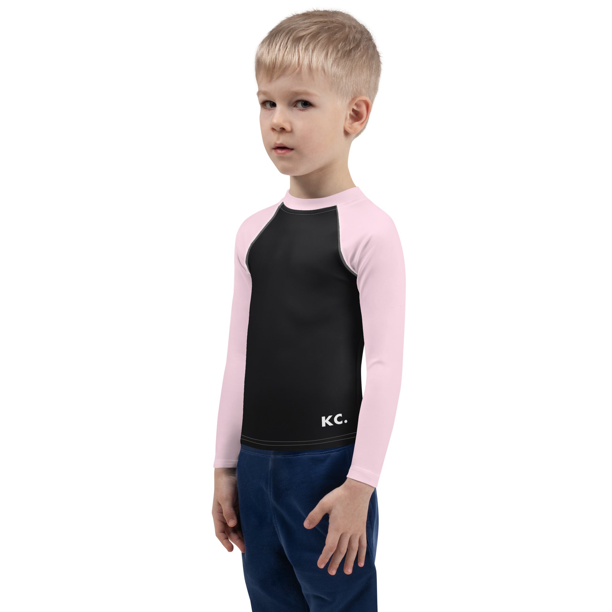 Kids Rash Guard- Pink And Black