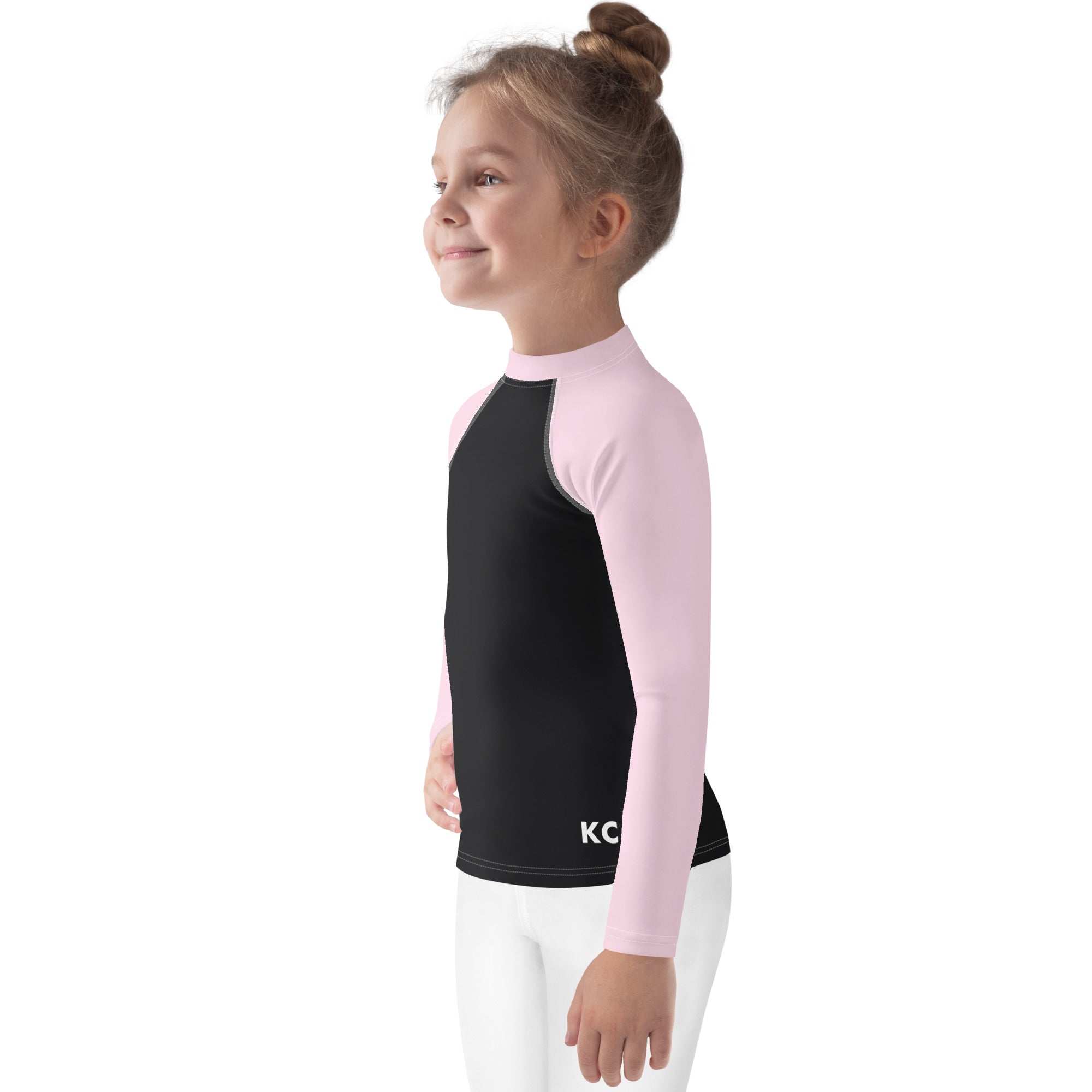 Kids Rash Guard- Pink And Black