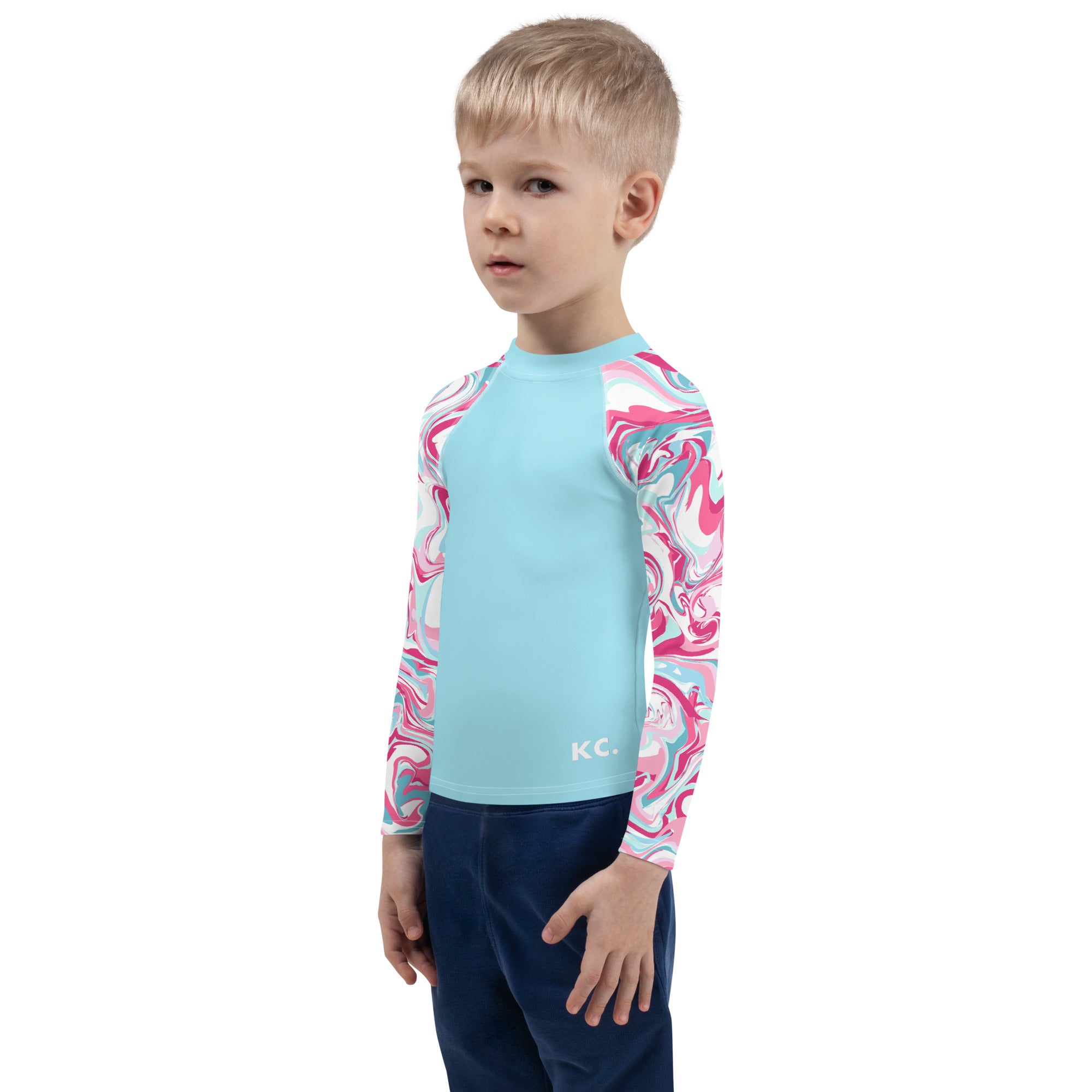 Kids Rash Guard- Pink Marble