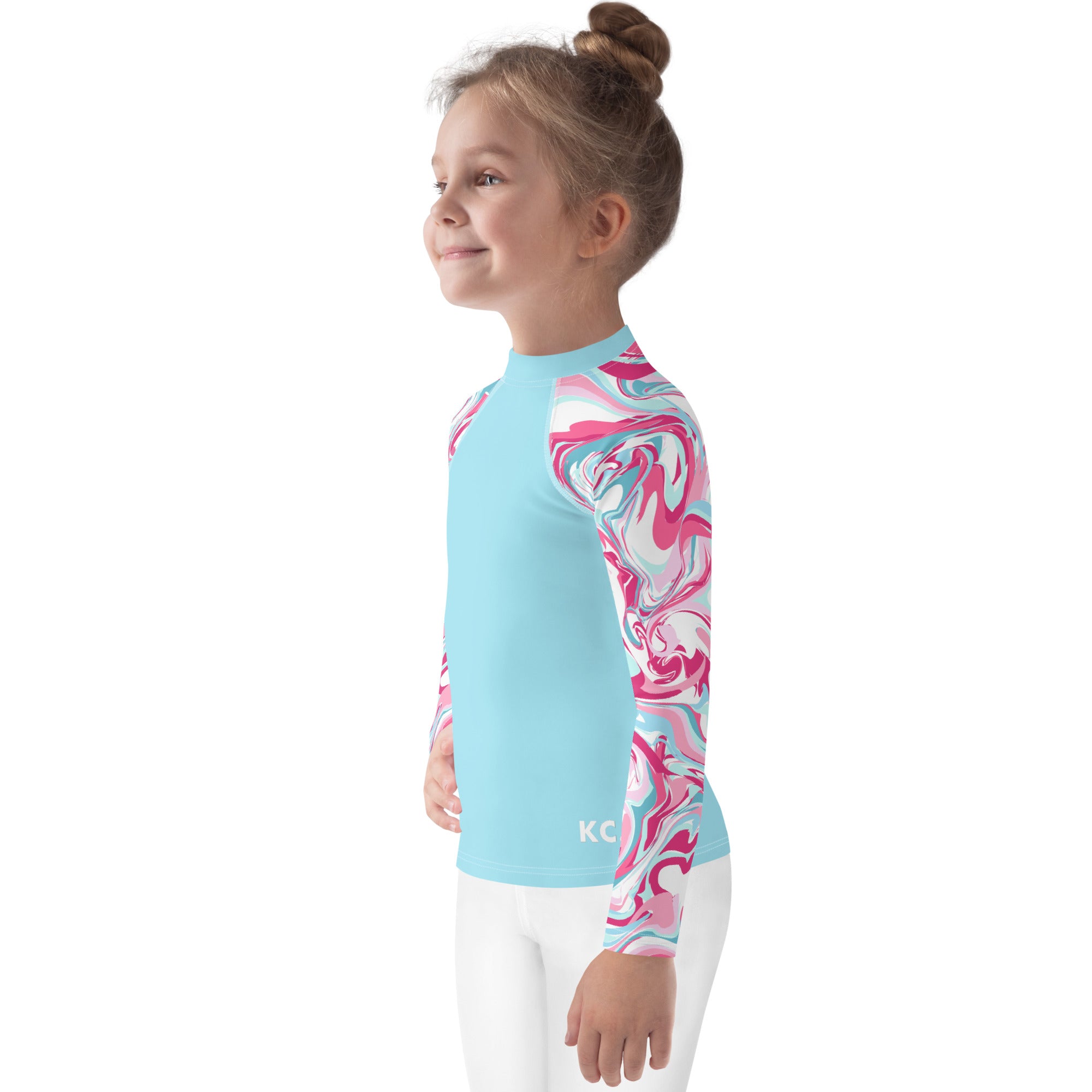 Kids Rash Guard- Pink Marble