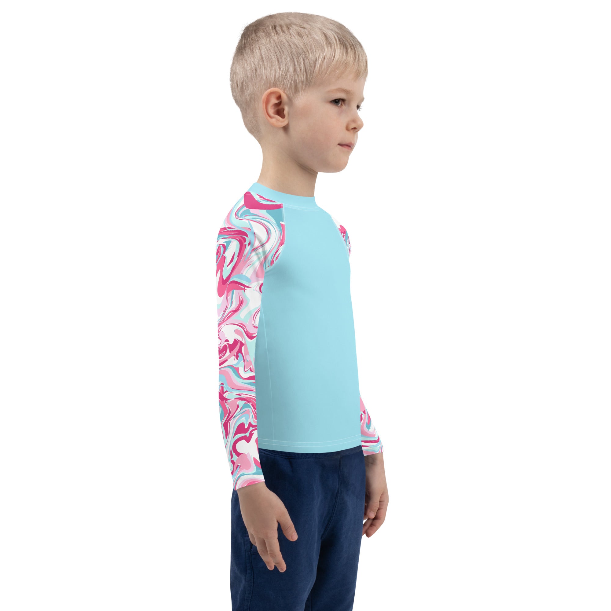 Kids Rash Guard- Pink Marble