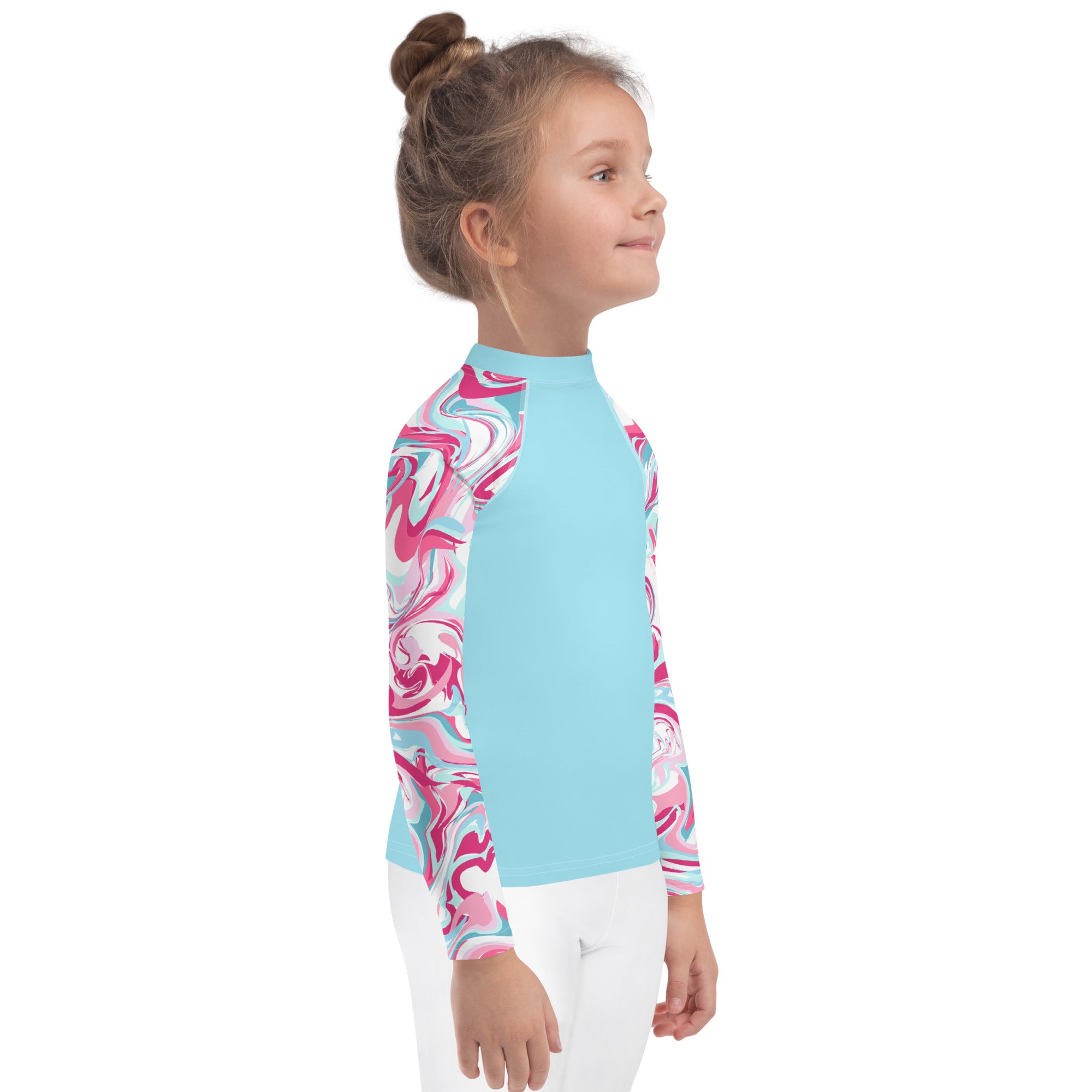 Kids Rash Guard- Pink Marble