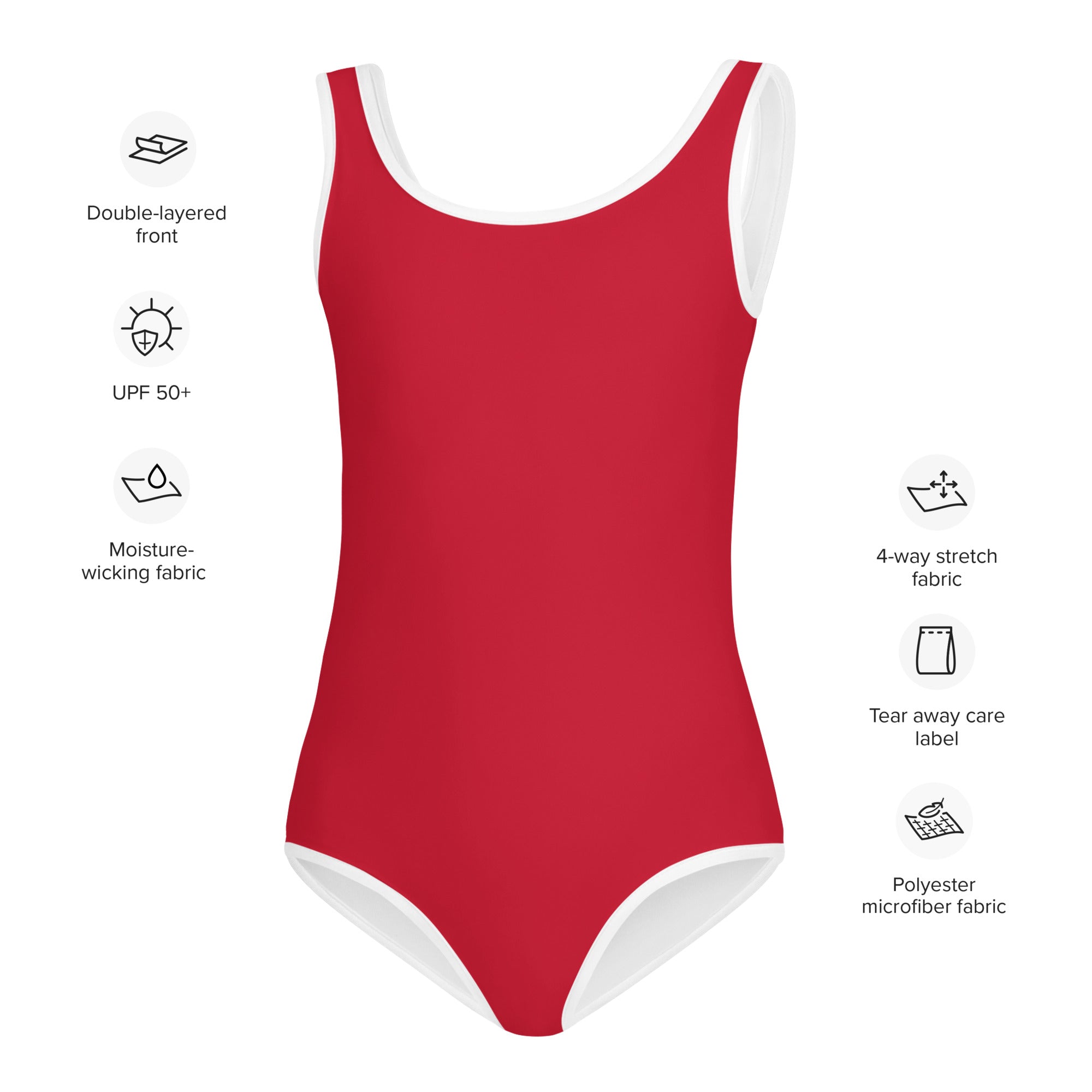 All - Over Print Kids Swimsuit - Red - Klip Clop