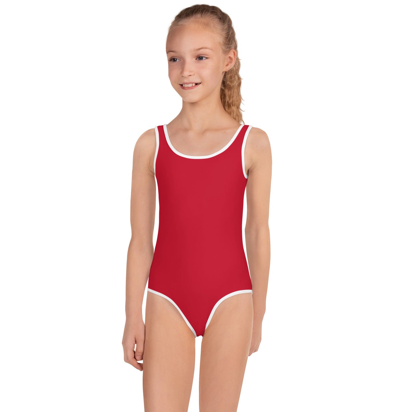 All - Over Print Kids Swimsuit - Red - Klip Clop