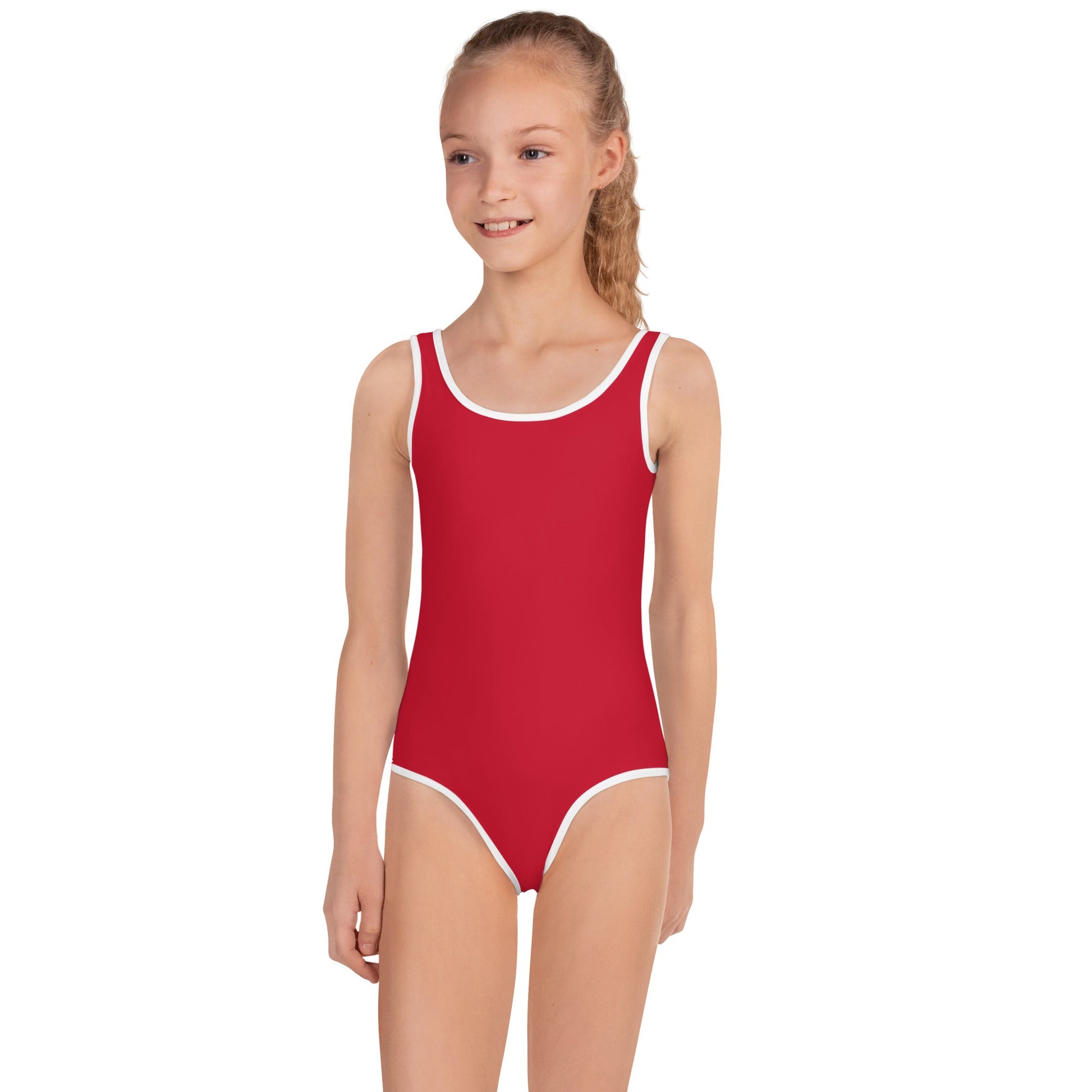 All - Over Print Kids Swimsuit - Red - Klip Clop