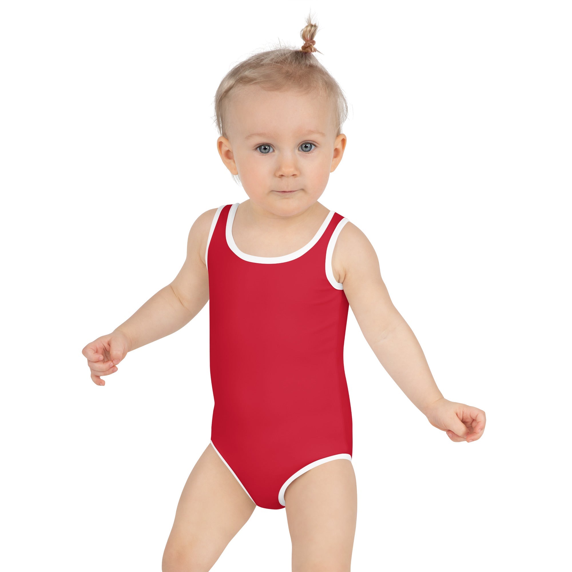 All - Over Print Kids Swimsuit - Red - Klip Clop