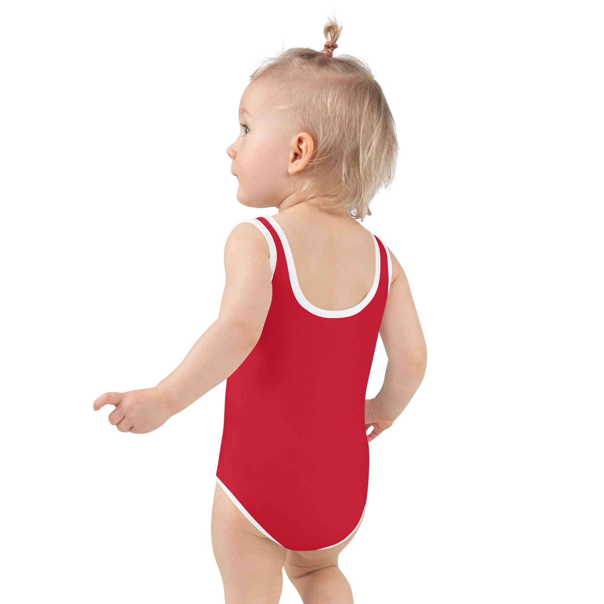 All - Over Print Kids Swimsuit - Red - Klip Clop