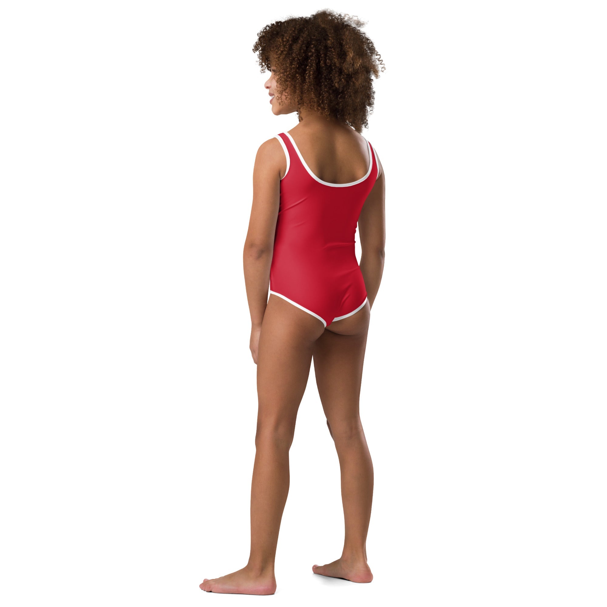 All - Over Print Kids Swimsuit - Red - Klip Clop