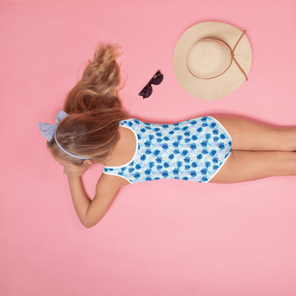 Kids Swimsuit- Summer Palm Leafs Blue
