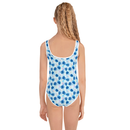 Kids Swimsuit- Summer Palm Leafs Blue