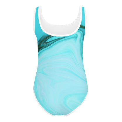 Kids Swimsuit- Liquide Marble Blue