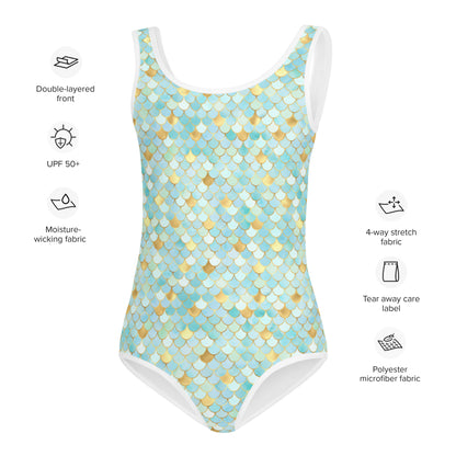 Kids Swimsuit- Mermaid Cyan