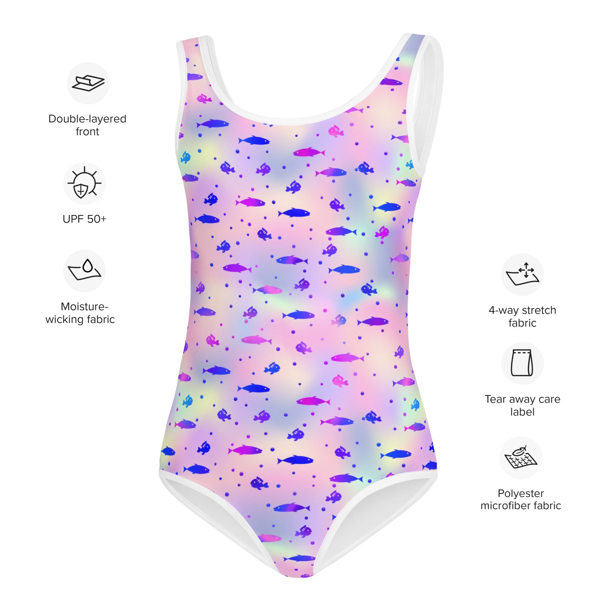 Kids Swimsuit- Fish Pink and Blue