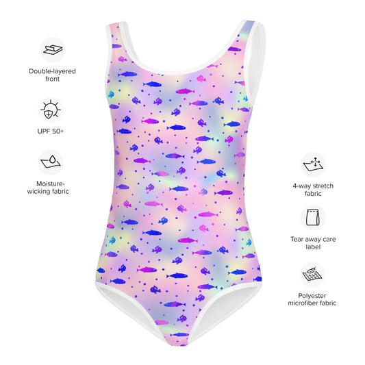 Kids Swimsuit- Fish Pink and Blue