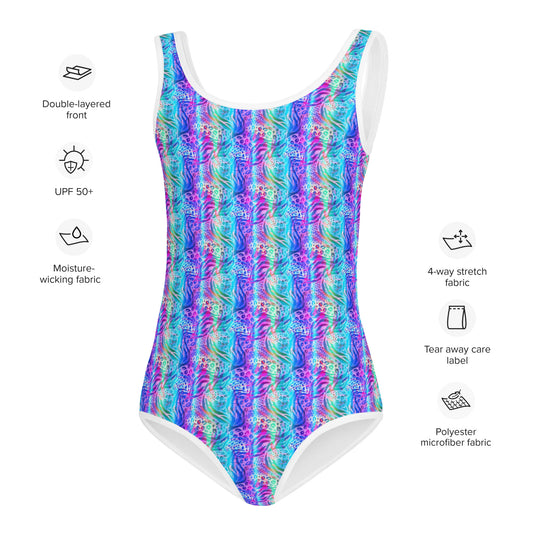 Kids Swimsuit- Animal print summer Blue