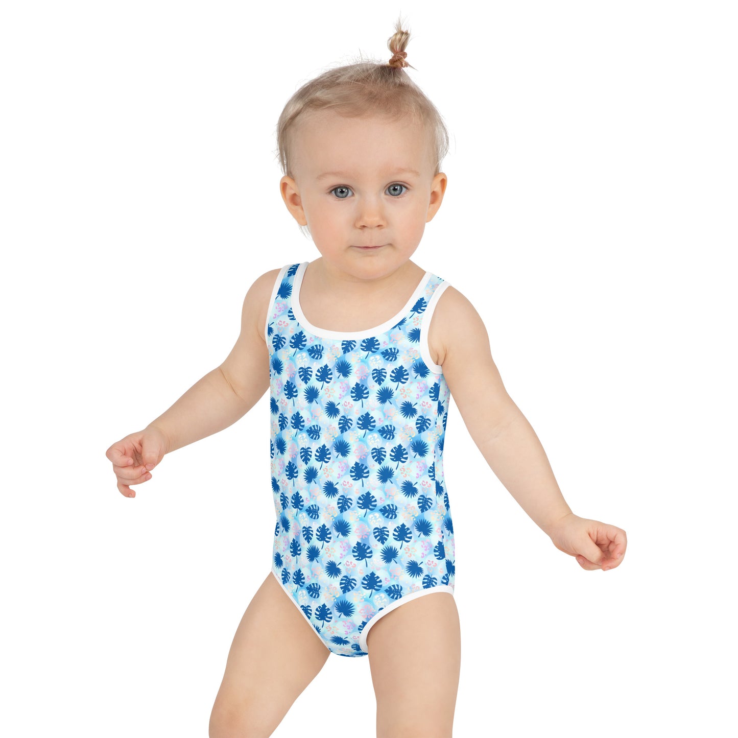 Kids Swimsuit- Summer Palm Leafs Blue