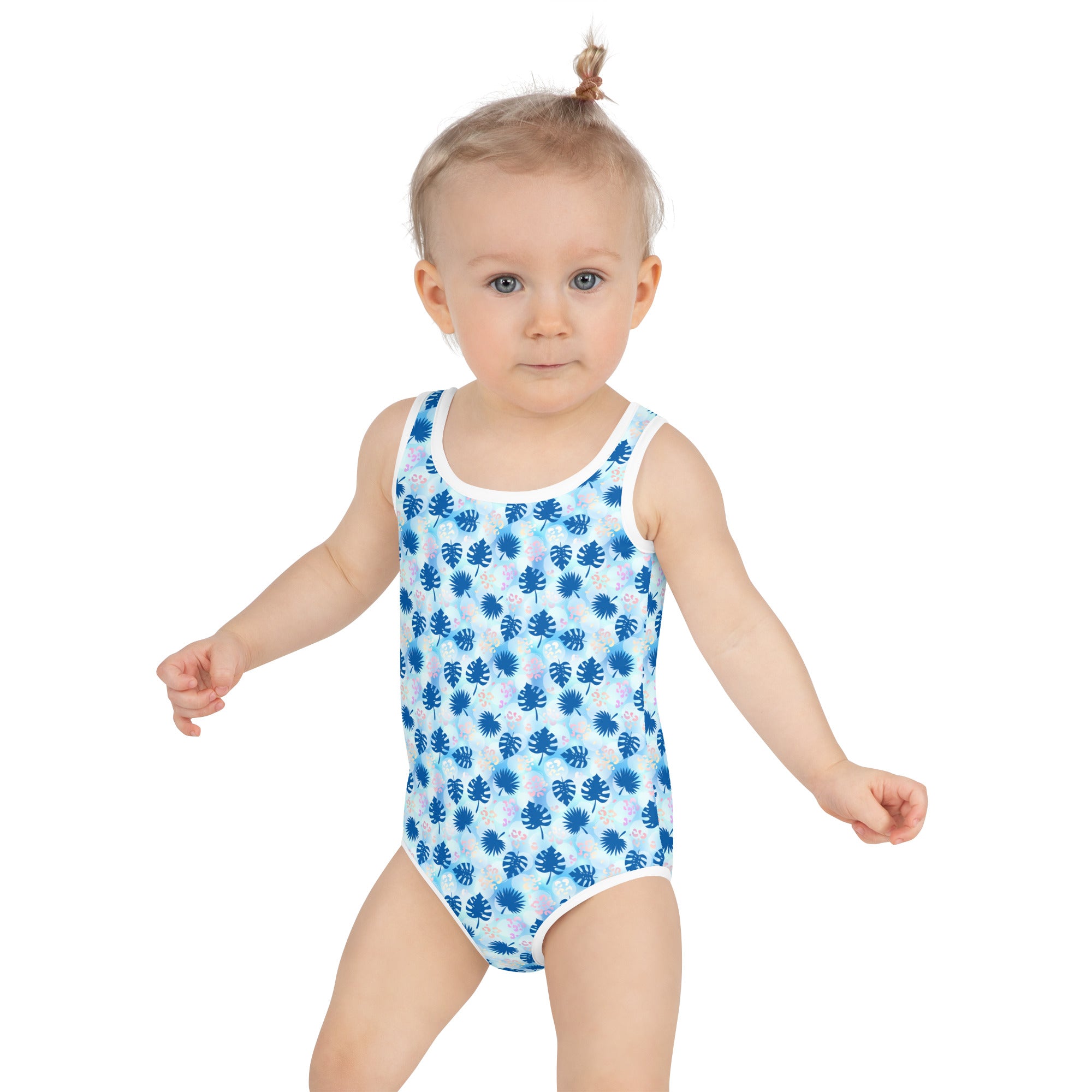 Kids Swimsuit- Summer PALM LEAFS Blue