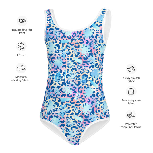 Kids Swimsuit- Summer Leopard and Leafs