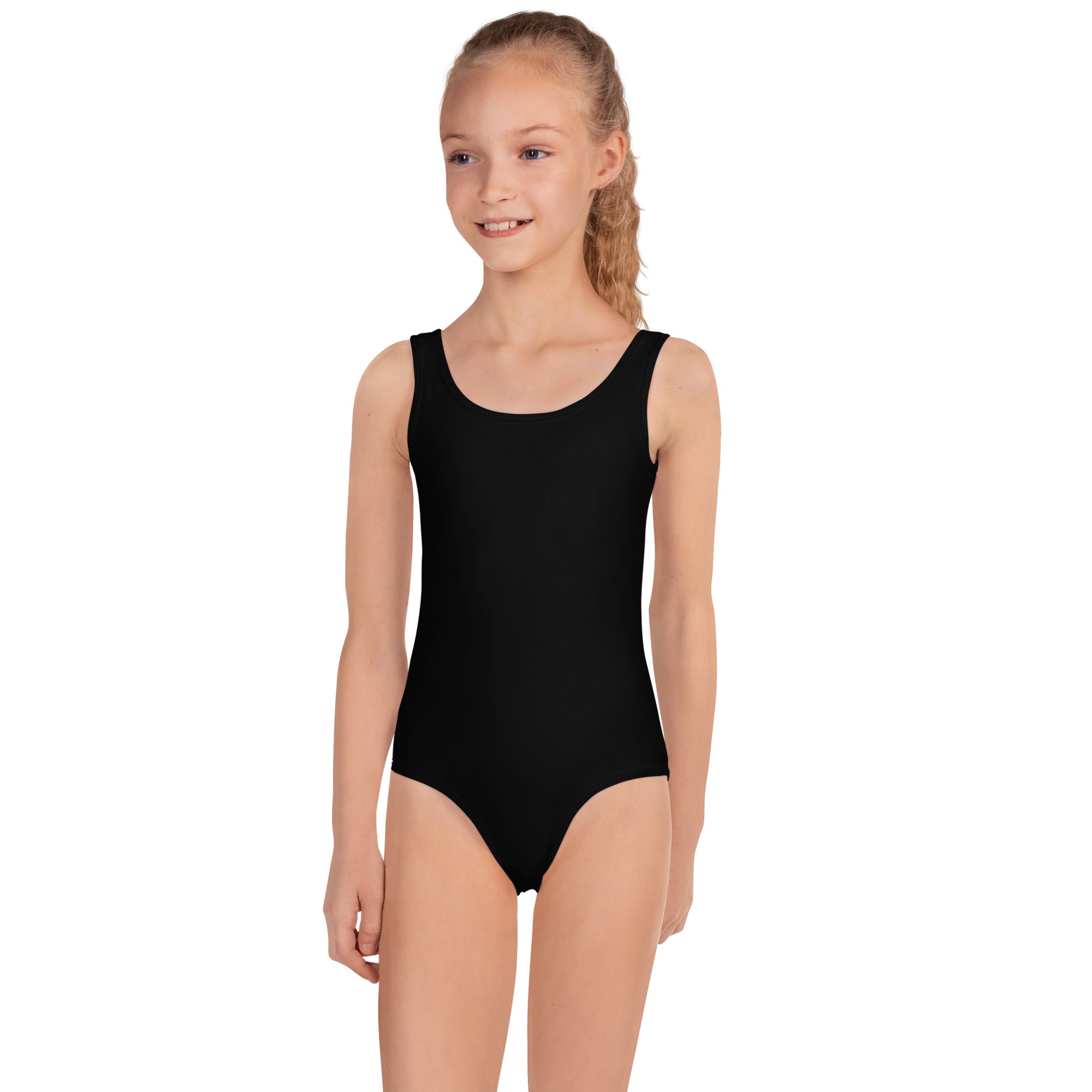 All-Over Print Kids Swimsuit- Black