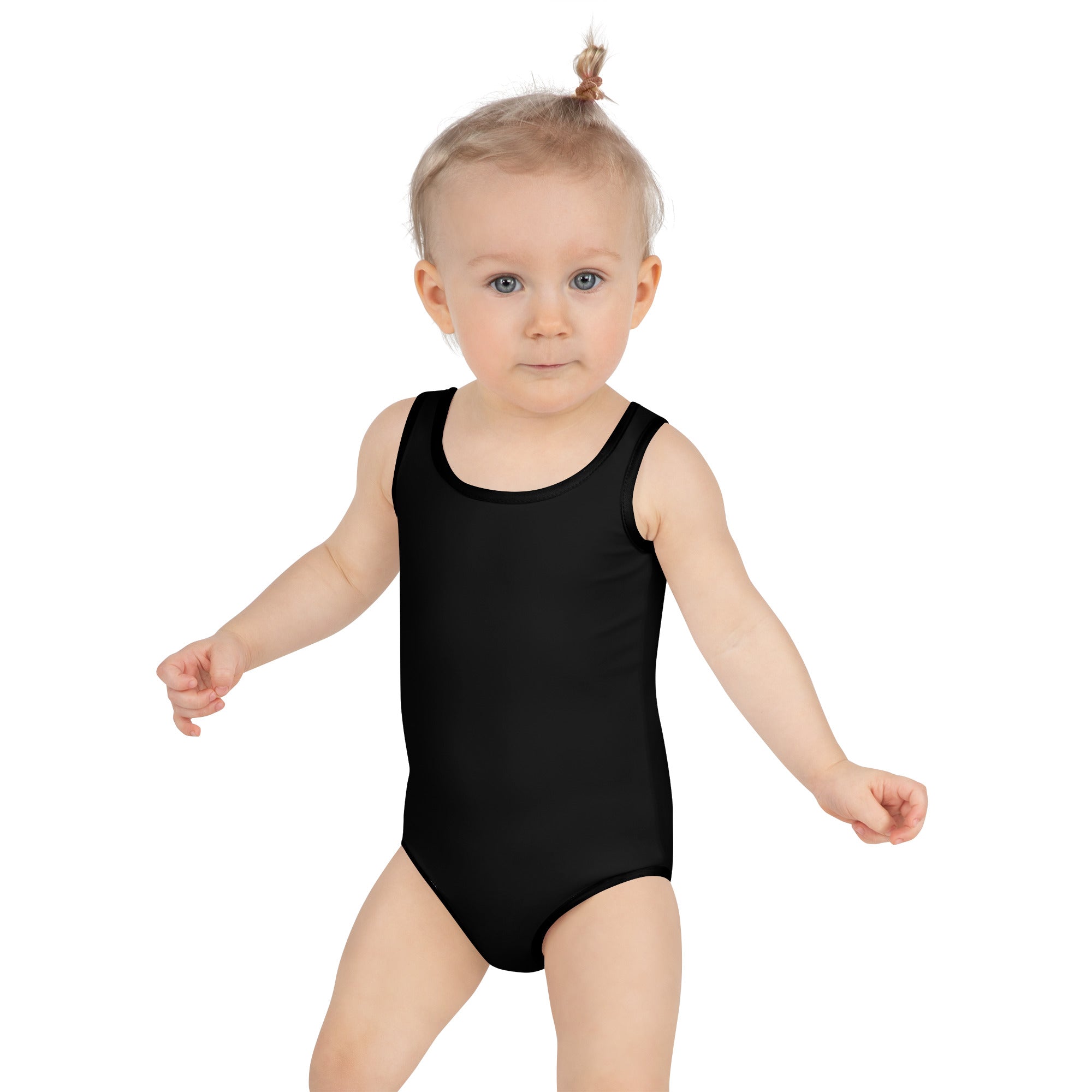 All-Over Print Kids Swimsuit- Black