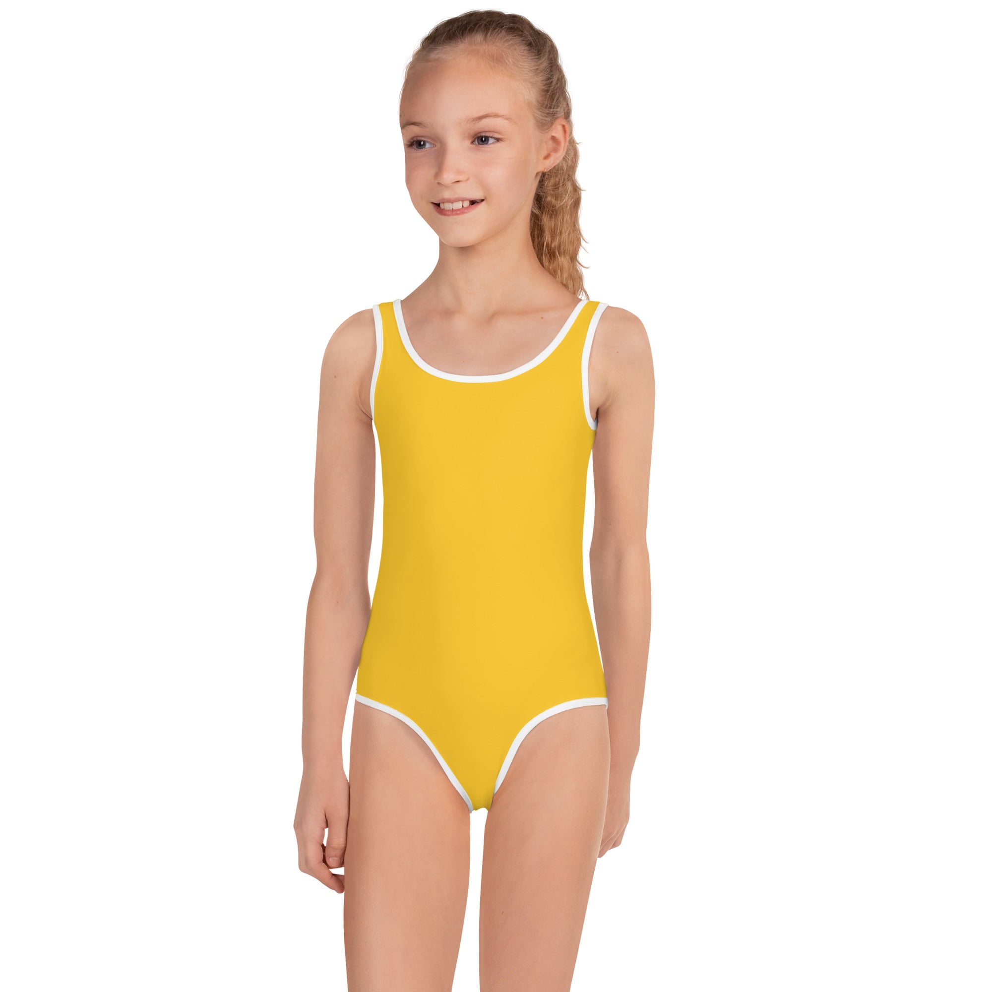 All-Over Print Kids Swimsuit- Yellow