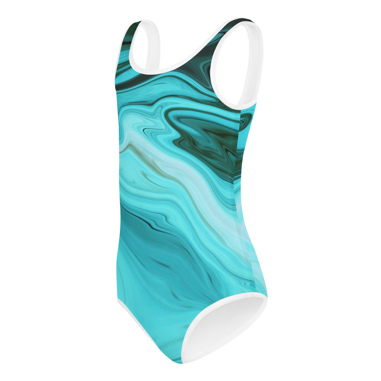 Kids Swimsuit- Liquide Marble Blue