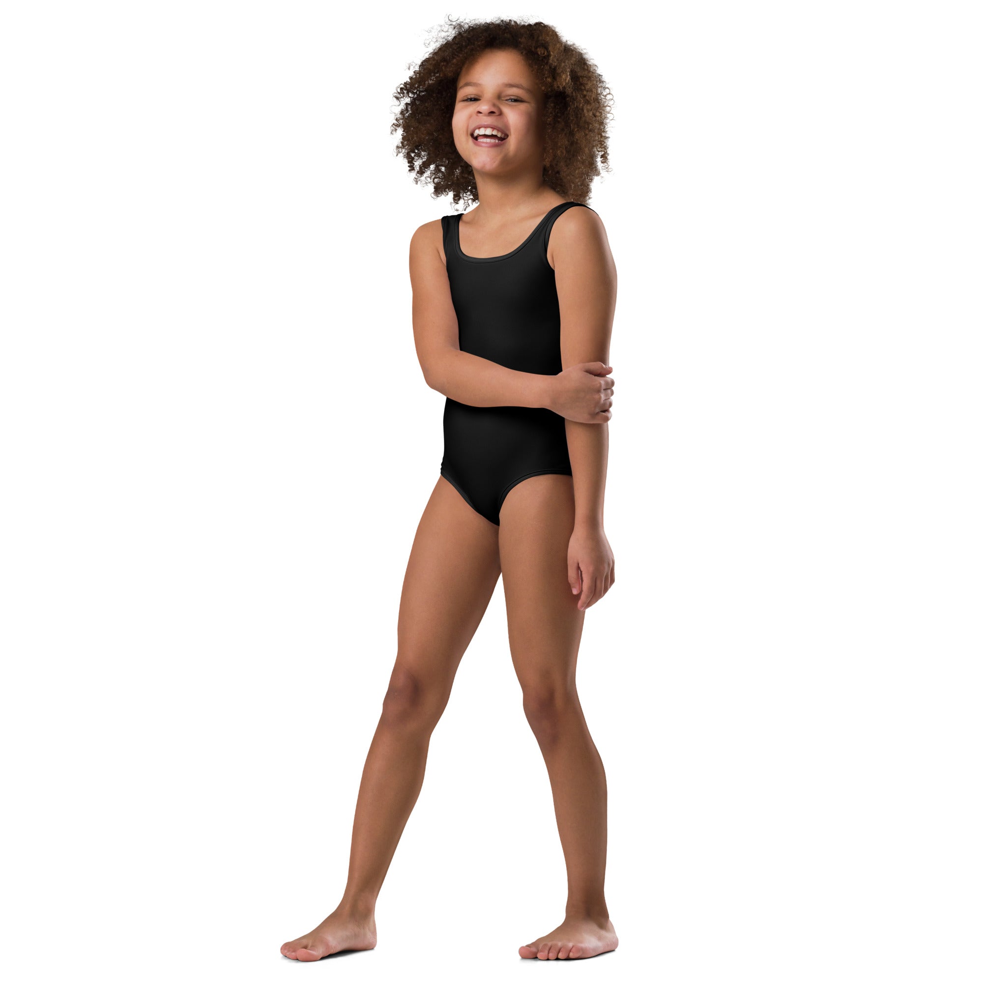 All-Over Print Kids Swimsuit- Black