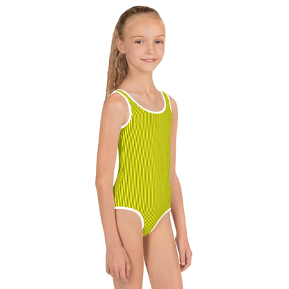 All - Over Print Kids Swimsuit - Yellow with Black Stripes - Klip Clop