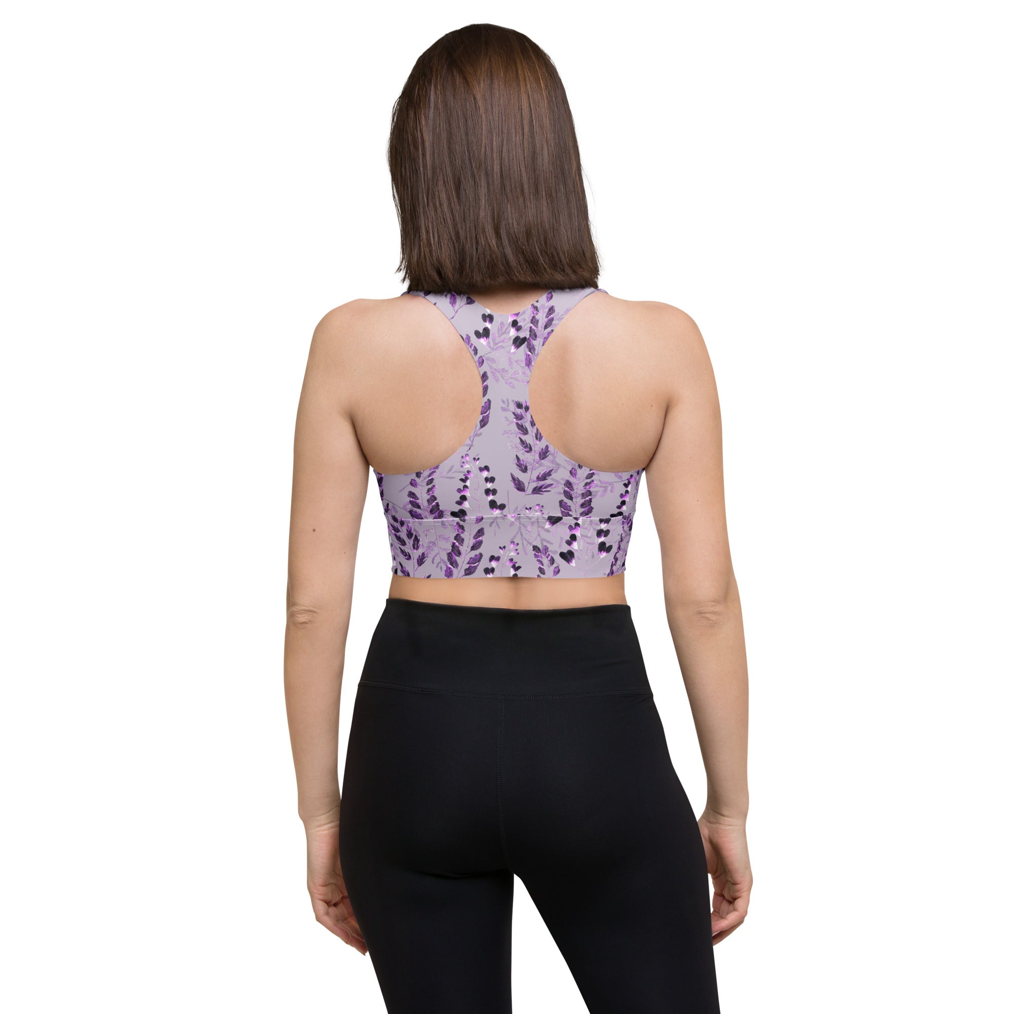 Longline sports bra- Purple Fern