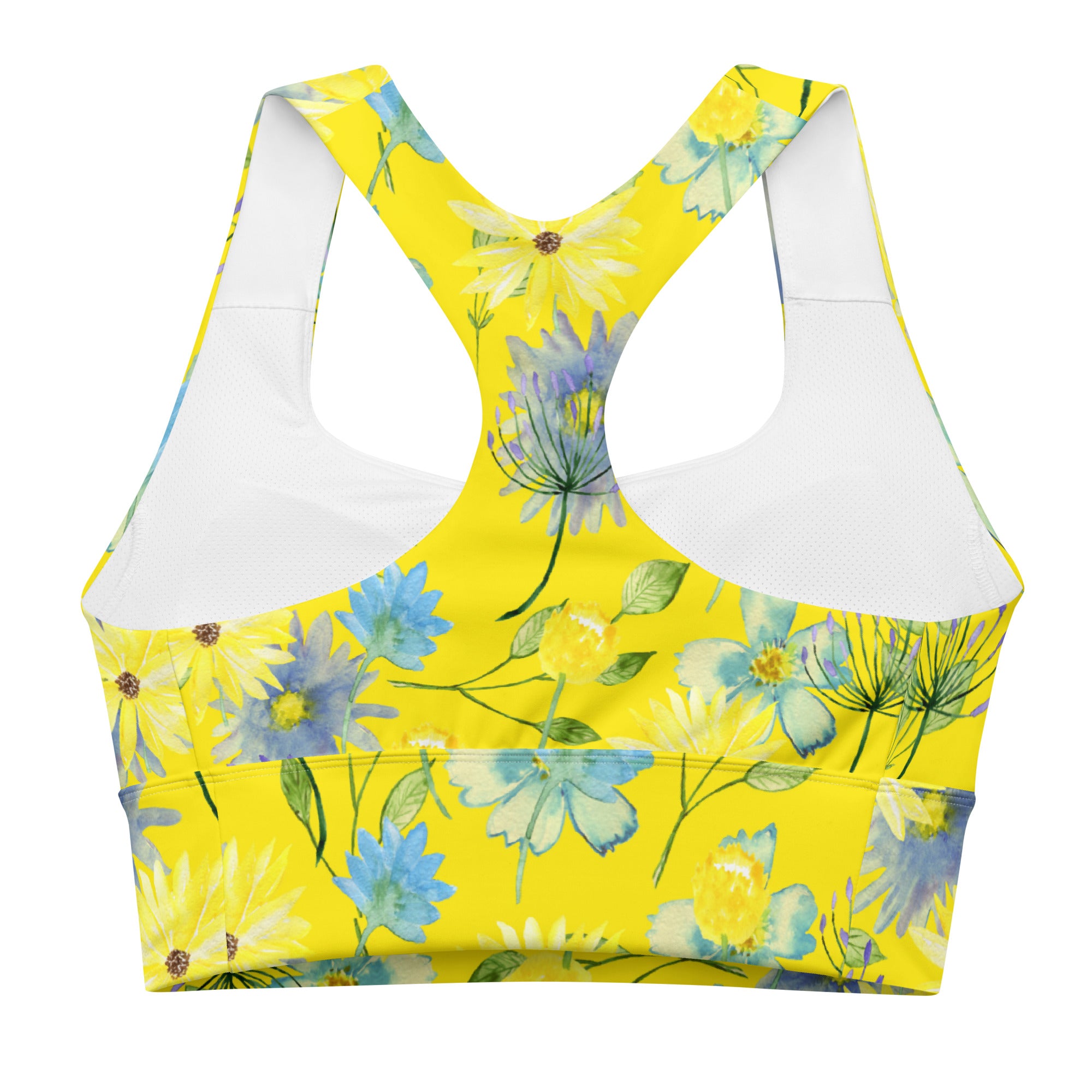 Longline sports bra- Summer Flowers Yellow